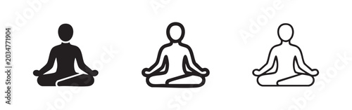 Photos Meditation or yoga pose icon set