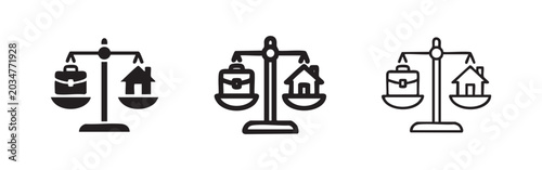 Foto Work-life balance scale icon set