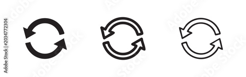 Quadro su tela Refresh rotate icon set: solid, outline with fill, outline only