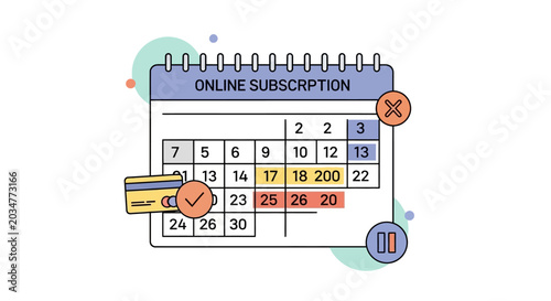 Online subscription calendar with credit card.