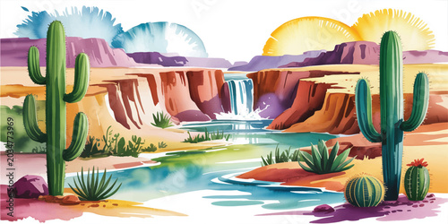 Summer beach landscape with wooden fence and tropical sea view