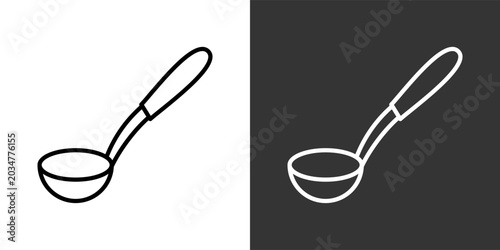 Ladle Black And White Icon Set Collection Pack Vector Illustration