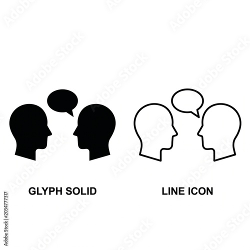 Dialogue Between Two People icon. Line and glyph solid icon, vector isolated on white