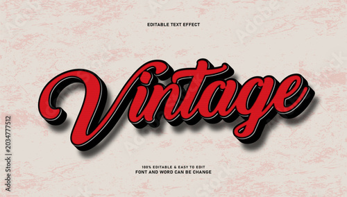 Retro Vintage Text Effect with Red Stripe Pattern and Black 3D Shadow