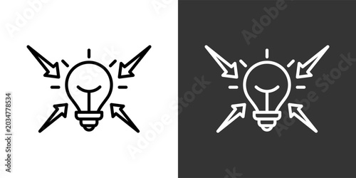 Tableau sur toile Convergence Black And White Icon Set Collection Pack Vector Illustration