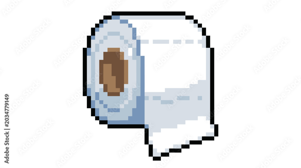 Fototapeta premium Pixel Art Toilet Paper Roll Icon.