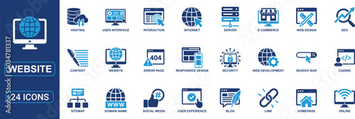 Foto Website Solid Icon Set Featuring Web Design, Internet, SEO, Hosting, Server, Hom