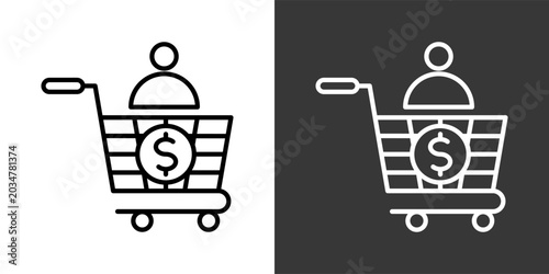 Tableau sur toile Consumer Black And White Icon Set Collection Pack Vector Illustration