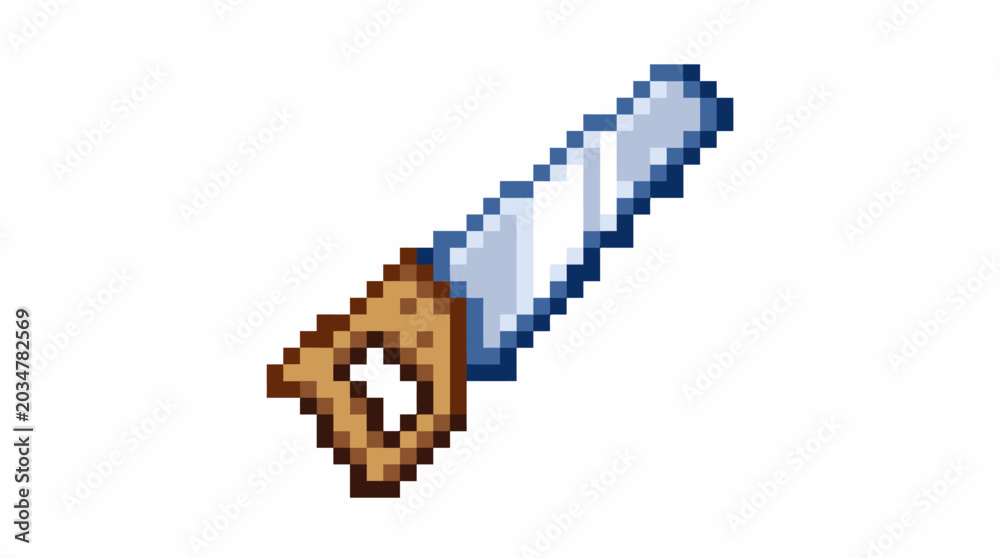Fototapeta premium Pixel Art Hand Saw Tool Illustration.