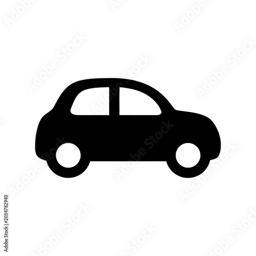 Simple Car Icon Silhouette, Minimalist Transportation Symbol