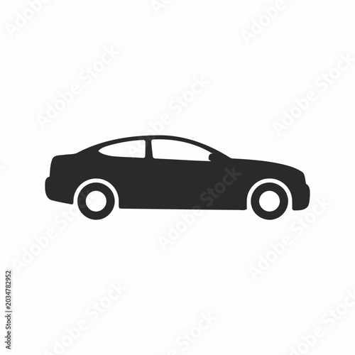 Simple Car Icon Silhouette, Flat Automotive Symbol for Design
