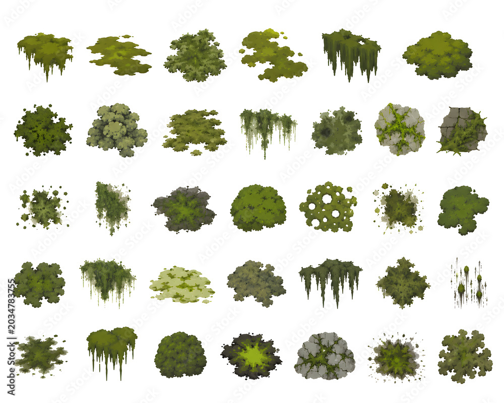 Fototapeta premium 28 Moss and Lichen Splatter Icons Set