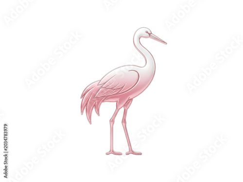 Pink Flamingo Standing Isolated on Transparent Background Minimalist Art Style