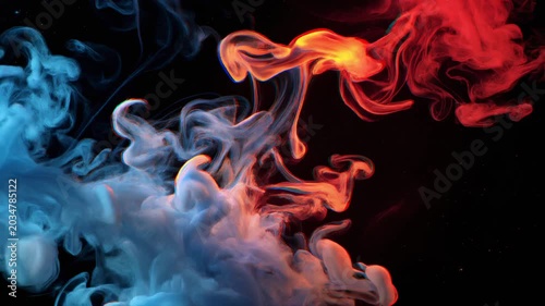 Vibrant Blue and Orange Ink Swirls in Motion 4K Generative AI