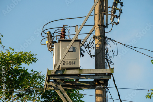 Transformer is an insulator, designed to prevent electricity from flowing through a pole or other structure. 