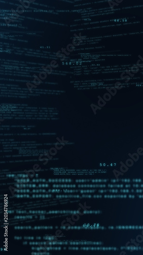 Dark blue computer screen with mysterious code data