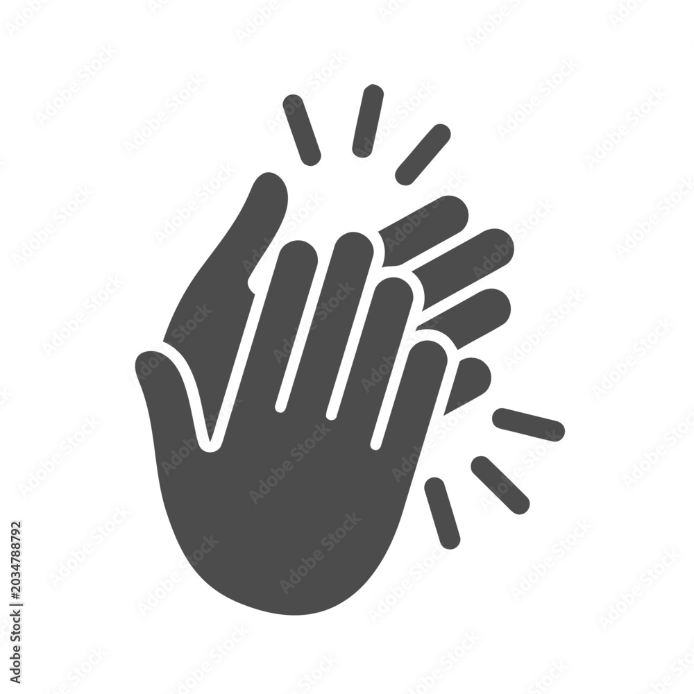 Obraz premium Clapping hands icon, flat vector illustration of applause for success