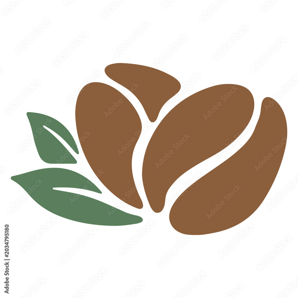 Obraz premium vector illustration of coffee beans with leaves
