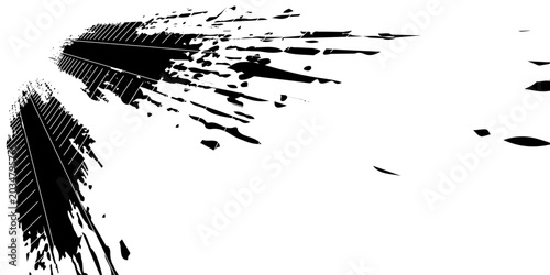 Tableau sur toile Black tire tread marks, wheel texture, tire marks - auto racing, motocross, drift, rally, off-road, and more