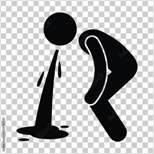 Bild auf Leinwand Stylized graphic silhouette depicting a person suffering from acute illness, ben