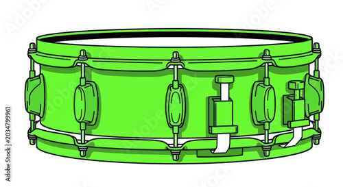 Foto Vibrant Green Snare Drum Illustration