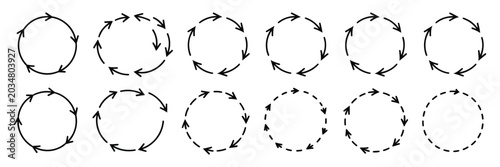 Tableau sur toile Circle Arrow Icon Set, Rotating and Spinning Symbols, Circular Rotation Loading Element, Redo Process Arrows 1 to 10, Vector Illustration Isolated on transparent Background