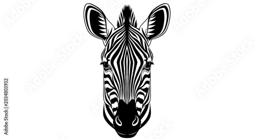 Photos Zebra Head Portrait Graphic Illustration Black White Stripes