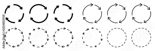 Cuadro en lienzo Circle Arrow Icon Set, Rotating and Spinning Symbols, Circular Rotation Loading Element, Redo Process Arrows 1 to 10, Vector Illustration Isolated on transparent Background