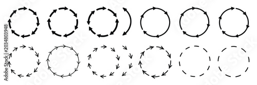 Cuadro en lienzo Circle Arrow Icon Set, Rotating and Spinning Symbols, Circular Rotation Loading Element, Redo Process Arrows 1 to 10, Vector Illustration Isolated on transparent Background