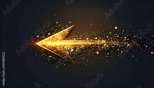 Golden Arrow with Sparkling Particles and Glowing Effect