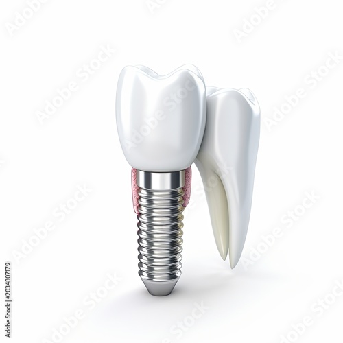Dental Implant Model on White Background Modern Dentistry and Tooth Replacement Concept