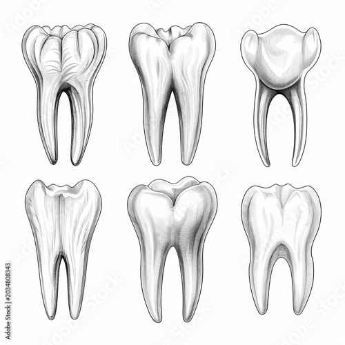 Detailed Dental Illustrations Realistic Teeth Set for Medical and Educational Resources