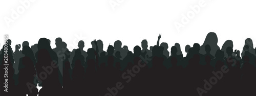 Foto Vector silhouette illustration of a crowd of people dancing and celebrating at a