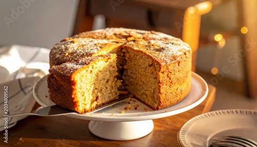 A Delicious Homemade Applesauce Spice Cake Ready for Serving, Showcasing a Rustic Slice