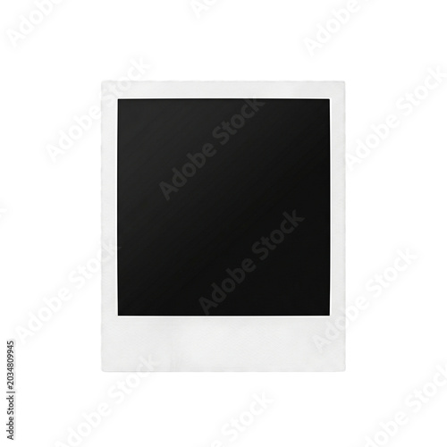 Blank instant photo print with black screen