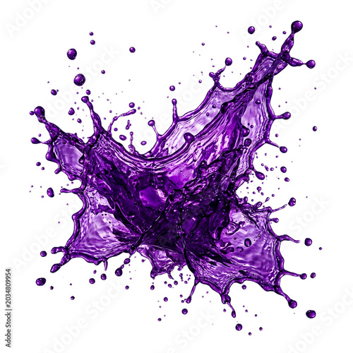 Purple liquid splash frozen in motion