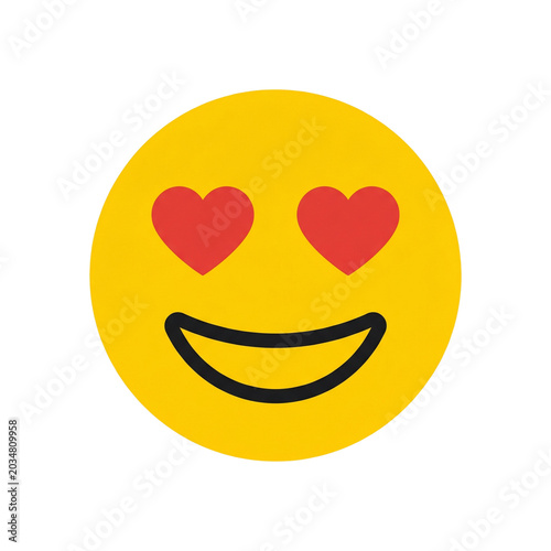 Yellow emoji face with heart eyes smiling