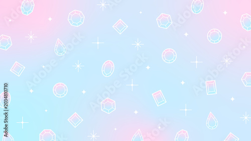 Canvas Print 宝石 ジュエル グラデーション パステル キラキラ 配信 サムネイル バナー デザイン 背景 イラスト