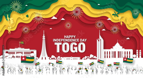Fotografía Happy Independence Day Togo celebration with fireworks
