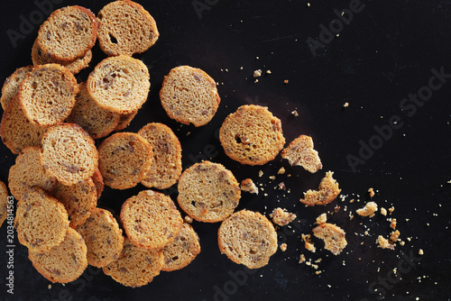 Dark Rye Bread Garlic Crisps