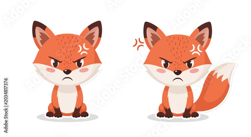 Photos Angry cartoon fox characters showing frustration and anger