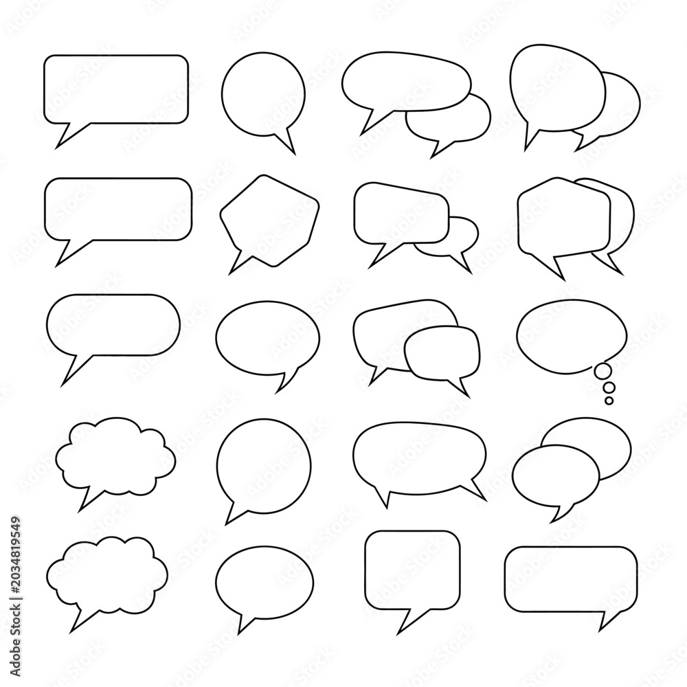 Fototapeta premium Speech bubbles outline set on white background