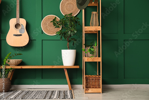 Bench, shelving units and g...