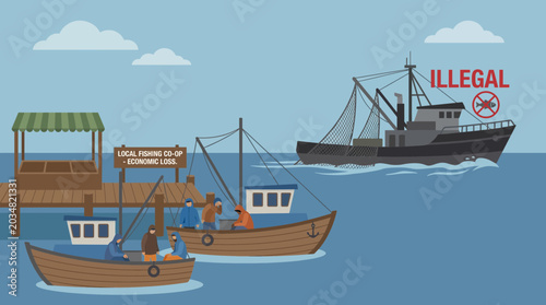 Bild auf Leinwand Fishing Community Suffering Economic Loss from Illegal Competitors