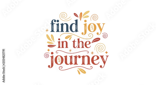 Принти на полотні Find Joy In The Journey Typography with Decorative Elements