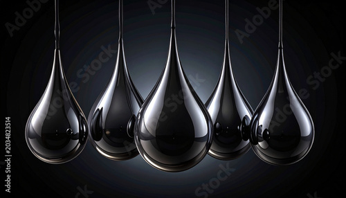 Oil drops hanging from above