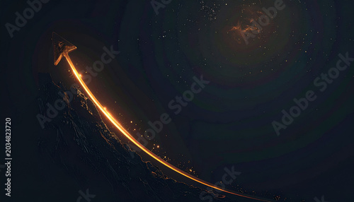 Glowing sword in space with stars and galaxy background