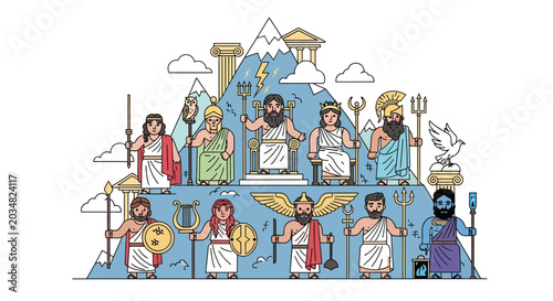Foto Greek Gods Pantheon Olympus Mountain Illustration