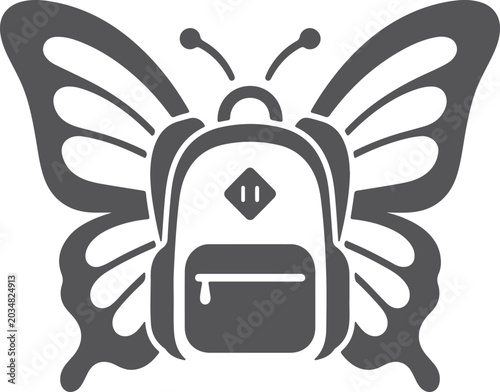 Butterfly backpack icon travel and adventure symbol
