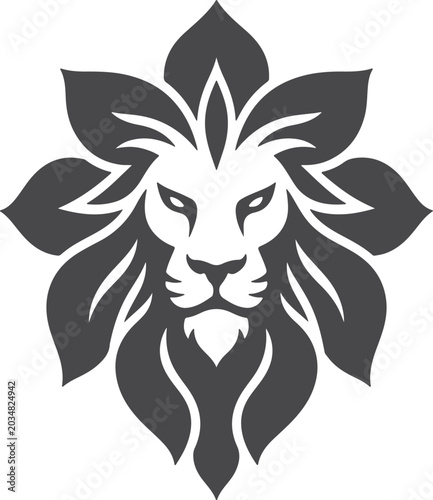 Lion head floral emblem design modern vector illustration for branding and mascot applications